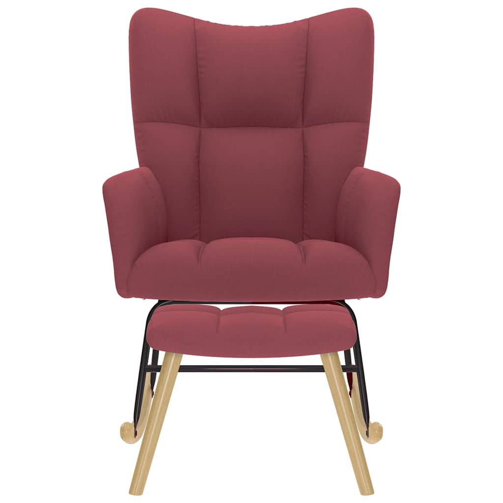 Poltrona a Dondolo con poggiapiedi Rosso vino in Tessuto - homemem39