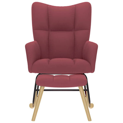 Poltrona a Dondolo con poggiapiedi Rosso vino in Tessuto - homemem39