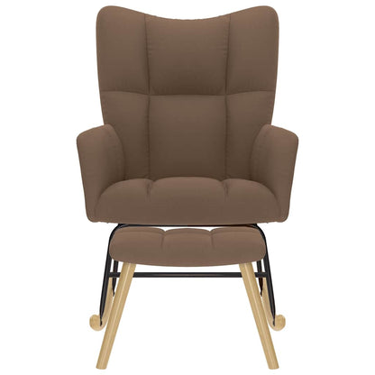 Poltrona a Dondolo con poggiapiedi Marrone in Tessuto