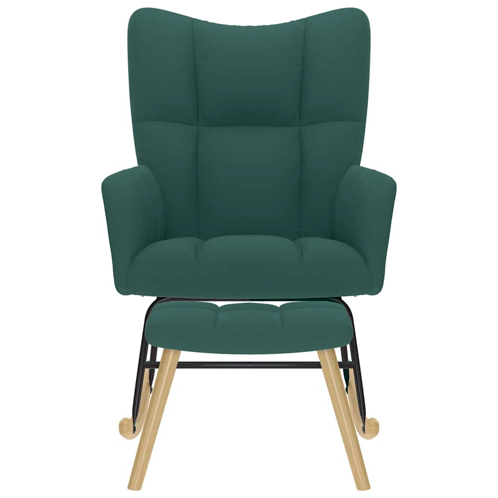 Poltrona a Dondolo con Poggiapiedi Grigio Scuro in Tessuto - homemem39