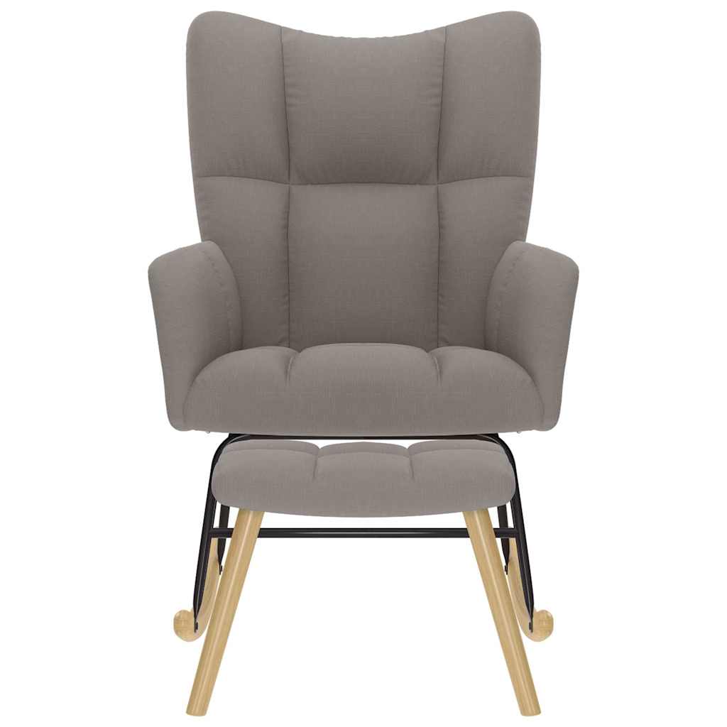 Poltrona a Dondolo con Poggiapiedi Tortora in Tessuto - homemem39