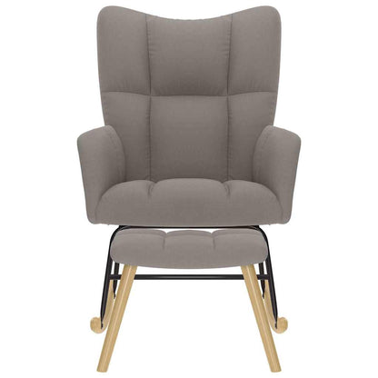 Poltrona a Dondolo con Poggiapiedi Tortora in Tessuto - homemem39