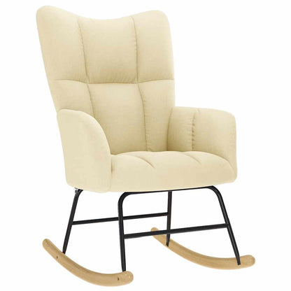 Poltrona a Dondolo con poggiapiedi crema in Tessuto - homemem39