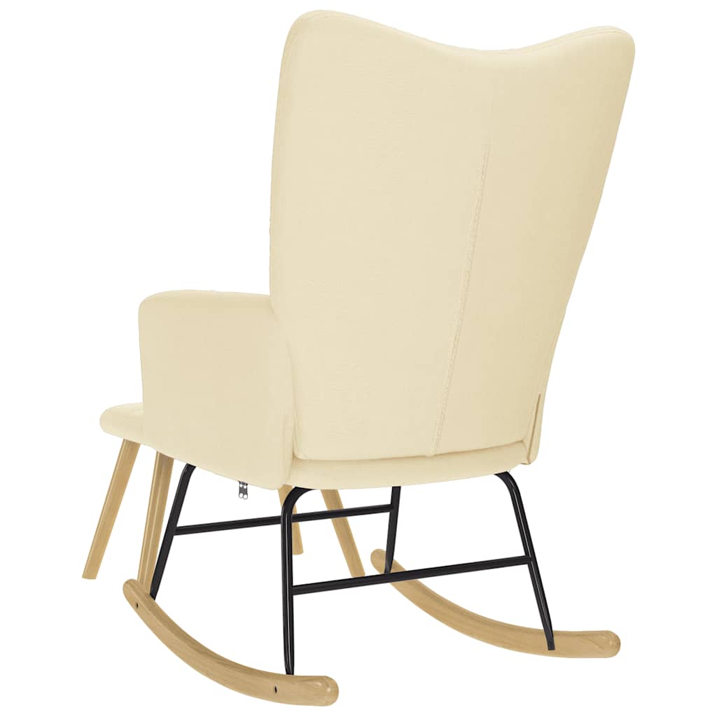 Poltrona a Dondolo con poggiapiedi crema in Tessuto - homemem39