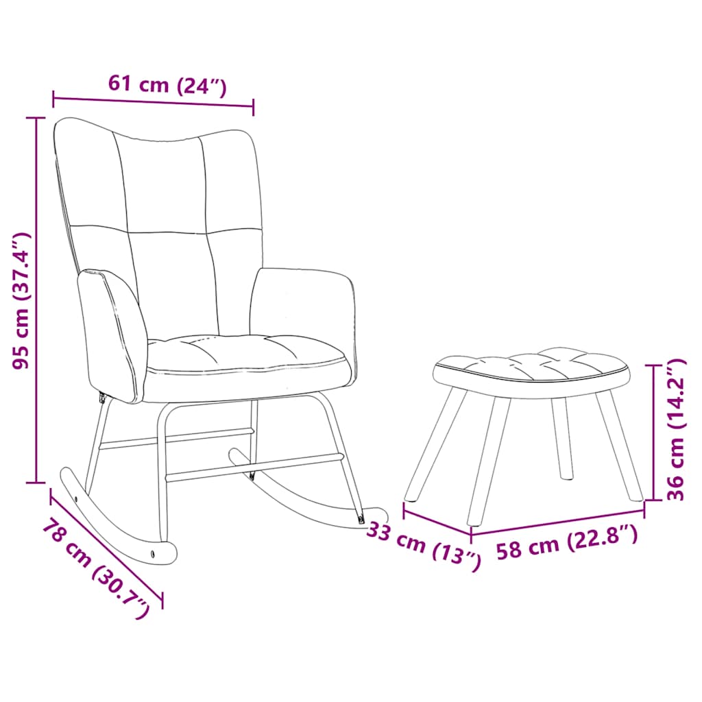 Poltrona a Dondolo con poggiapiedi Blu in Tessuto - homemem39