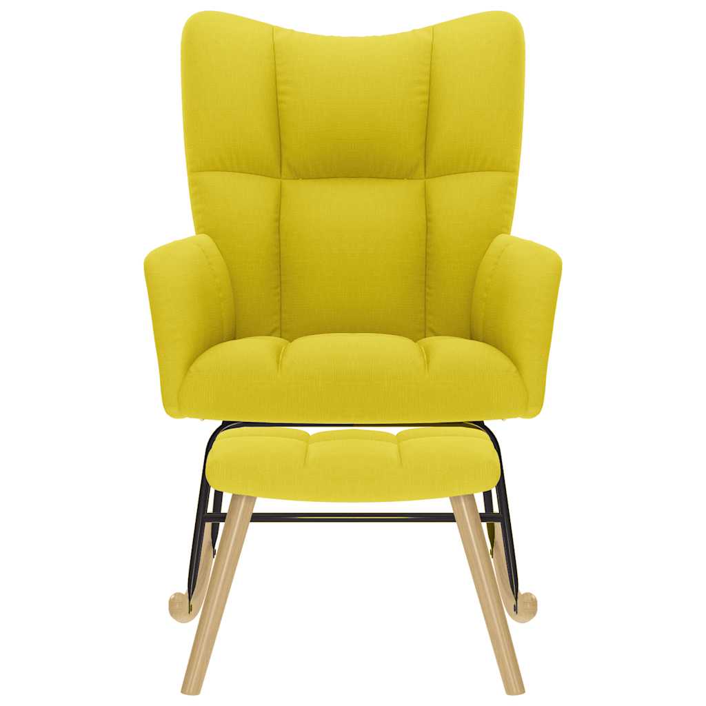 Poltrona a Dondolo con Poggiapiedi Giallo Chiaro in Tessuto - homemem39