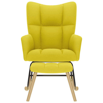 Poltrona a Dondolo con Poggiapiedi Giallo Chiaro in Tessuto - homemem39