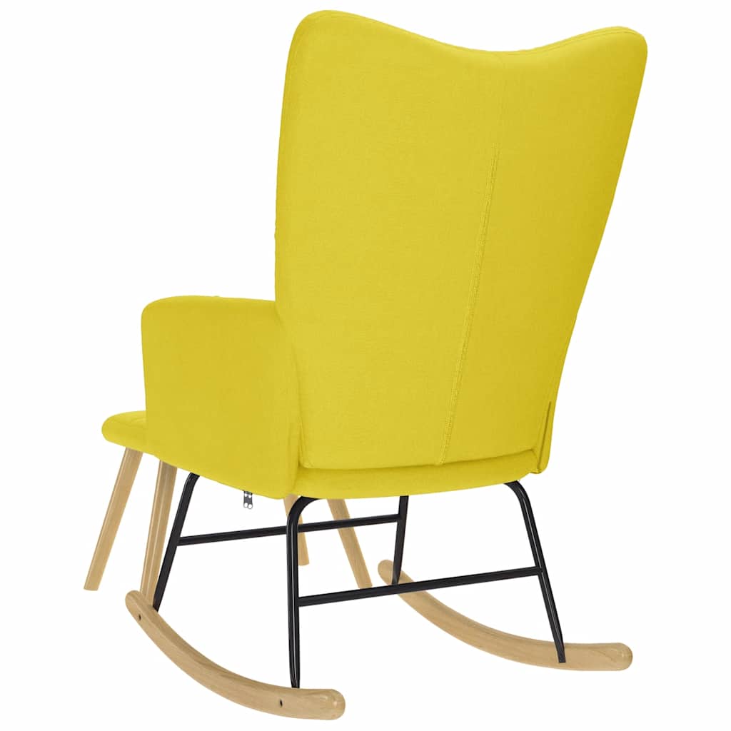 Poltrona a Dondolo con Poggiapiedi Giallo Chiaro in Tessuto - homemem39