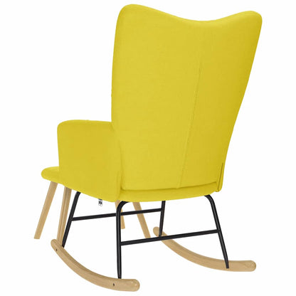 Poltrona a Dondolo con Poggiapiedi Giallo Chiaro in Tessuto - homemem39