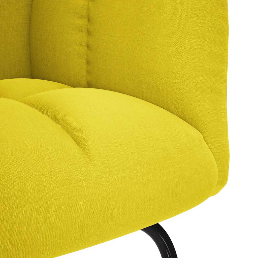 Poltrona a Dondolo con Poggiapiedi Giallo Chiaro in Tessuto