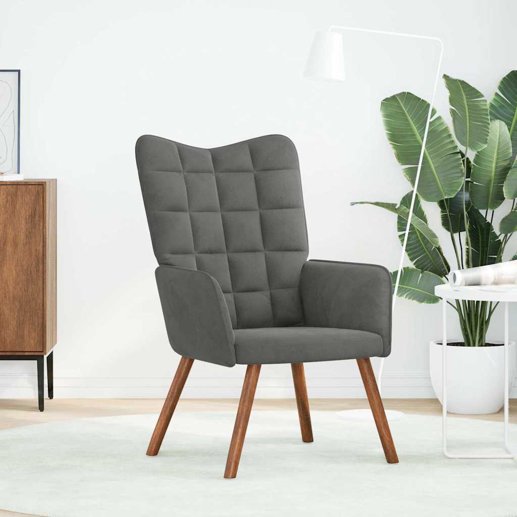 Sedia Relax Grigio Scuro in Velluto | homemem39