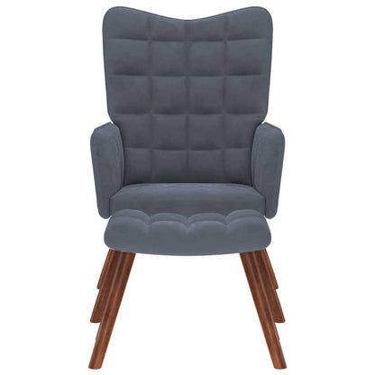 Poltrona Relax con Poggiapiedi Grigia in Velluto - homemem39