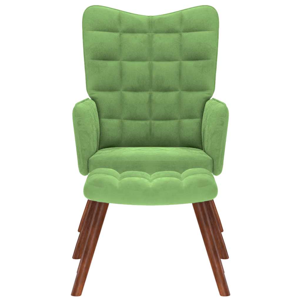 Poltrona Relax con Poggiapiedi Verde Chiaro in Velluto - homemem39