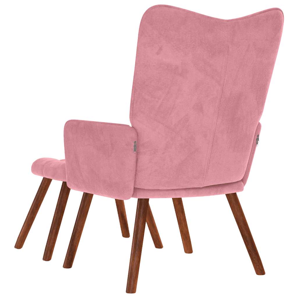 Poltrona Relax con Poggiapiedi Rosa in Velluto | homemem39