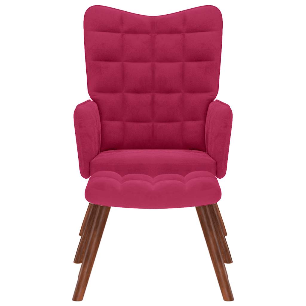 Poltrona Relax con Poggiapiedi Rosso Vino in Velluto