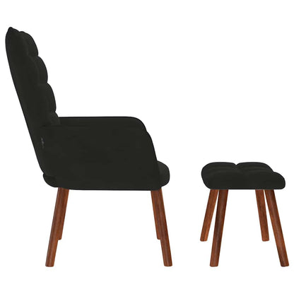Poltrona Relax con Sgabello in Velluto Nero