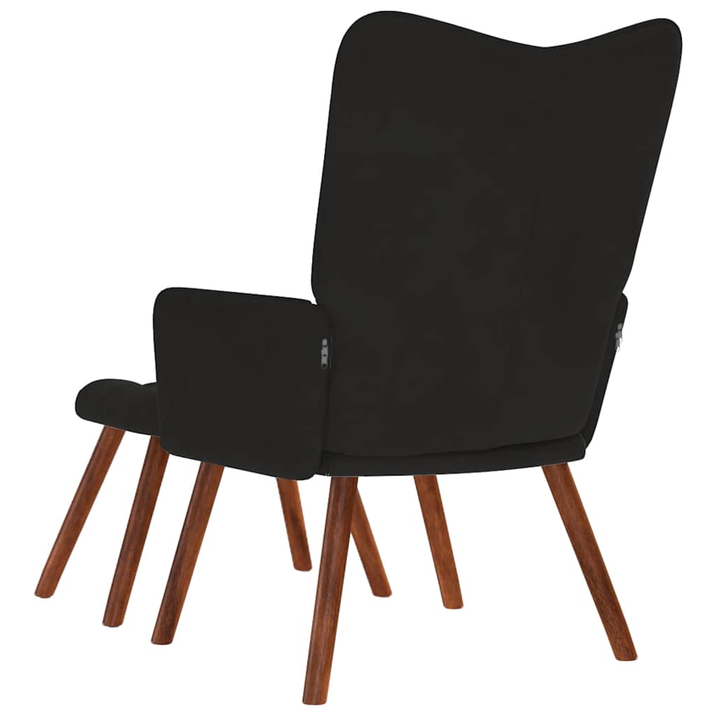 Poltrona Relax con Sgabello in Velluto Nero | homemem39