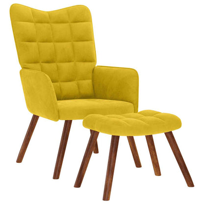 Poltrona Relax con Sgabello in Velluto Giallo