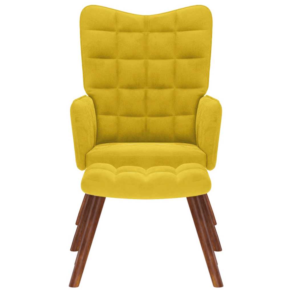 Poltrona Relax con Sgabello in Velluto Giallo | homemem39