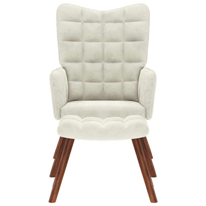 Poltrona Relax con Poggiapiedi Crema in Velluto - homemem39