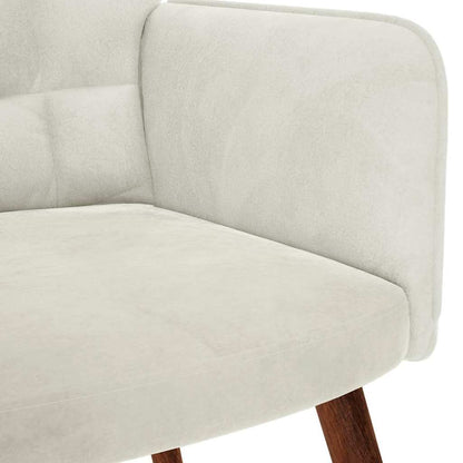 Poltrona Relax con Sgabello in Velluto Crema