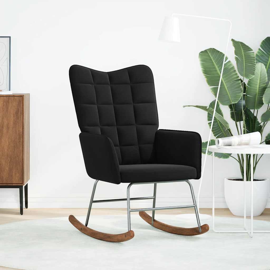 Sedia a Dondolo Nera in Velluto - homemem39