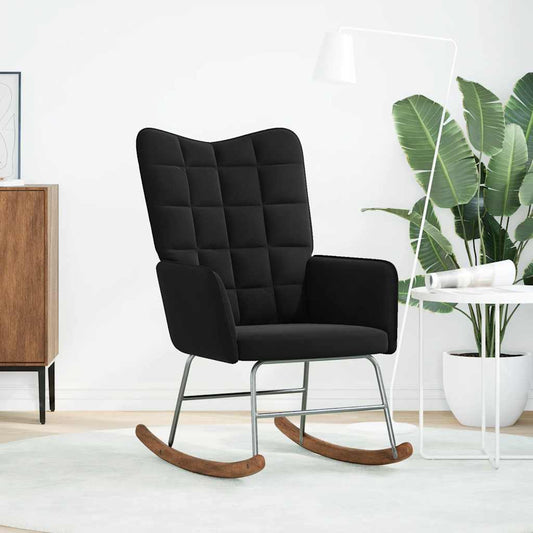 Sedia a Dondolo Nera in Velluto - homemem39