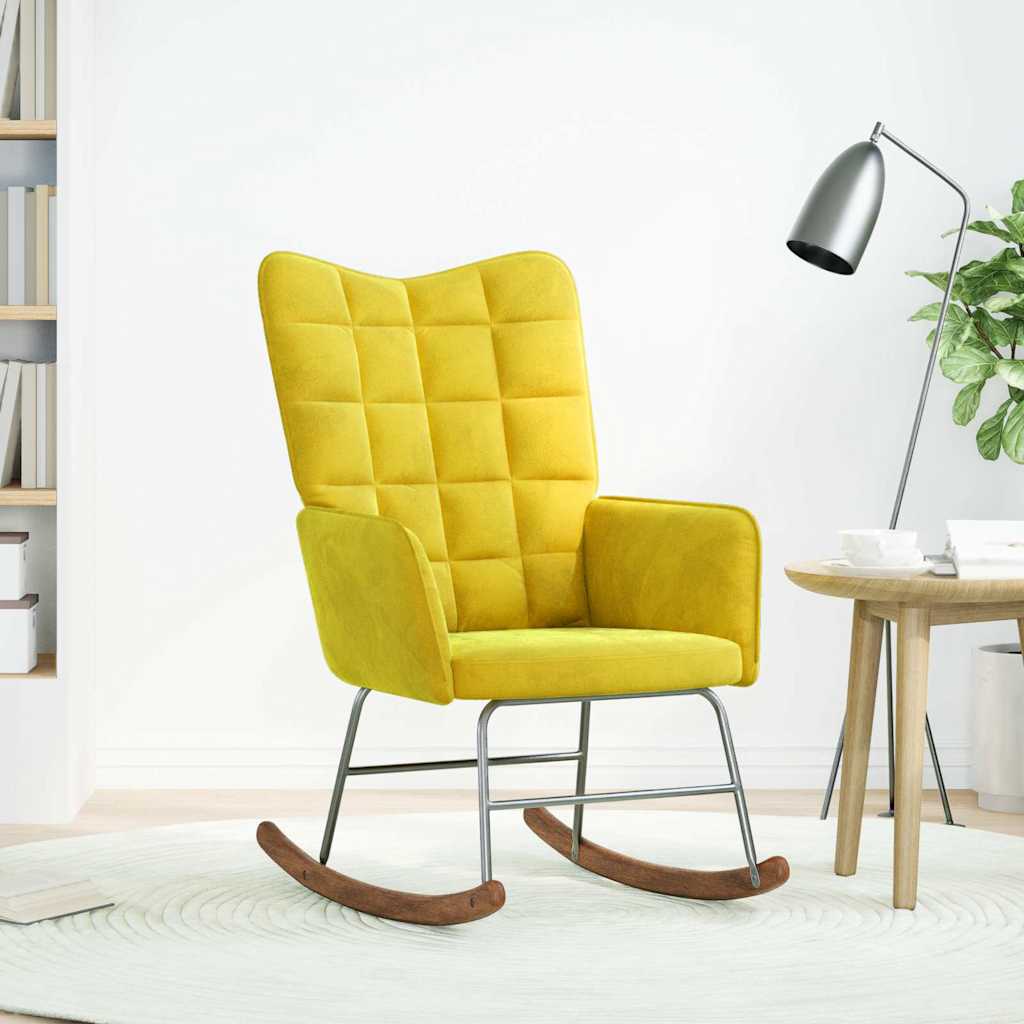Sedia a Dondolo Gialla in Velluto - homemem39