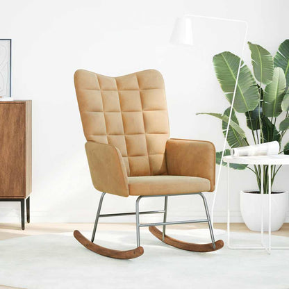 Sedia a Dondolo Marrone in Velluto