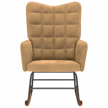 Sedia a Dondolo Marrone in Velluto