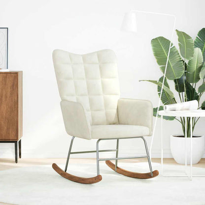 Sedia a Dondolo Crema in Velluto - homemem39