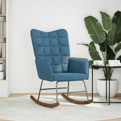 Sedia a Dondolo Blu in Velluto - homemem39