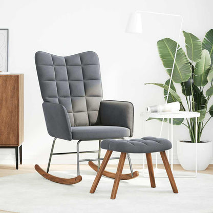 Sedia a dondolo con sgabello in velluto grigio scuro - homemem39