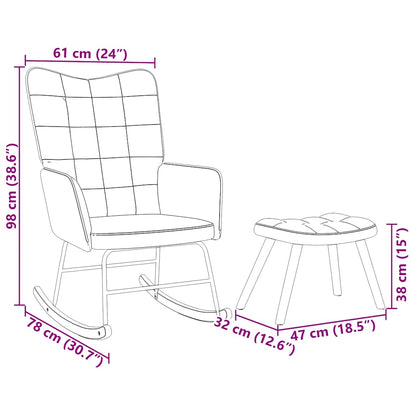 Poltrona a Dondolo con Poggiapiedi Verde Chiaro in Velluto - homemem39
