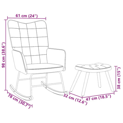 Poltrona a Dondolo con Poggiapiedi Rosso Vino in Velluto