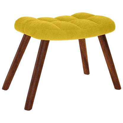 Sedia a dondolo con sgabello in velluto giallo