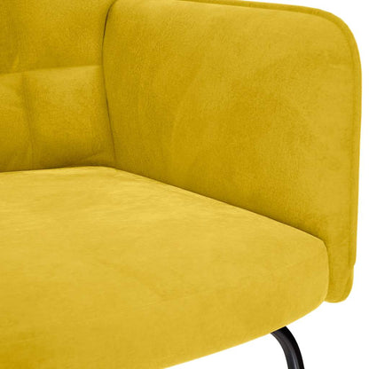 Sedia a dondolo con sgabello in velluto giallo