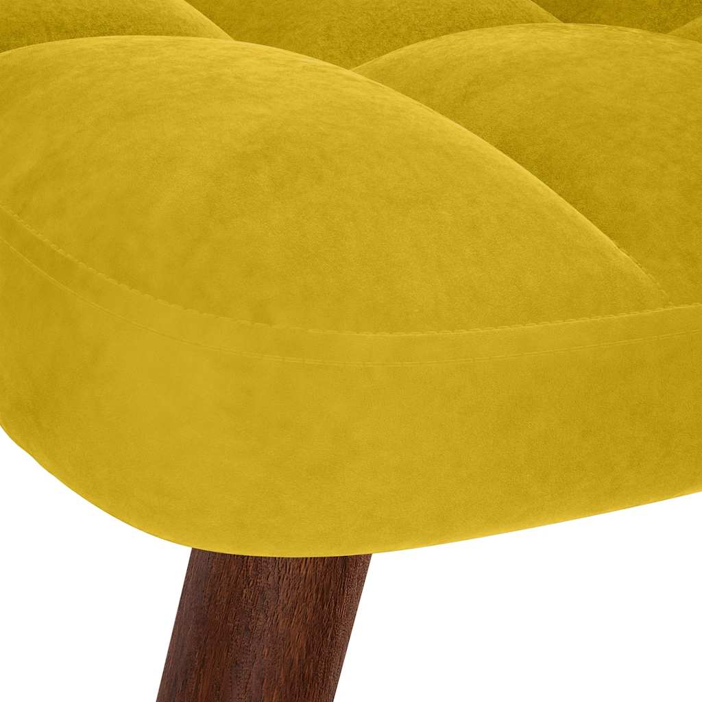 Sedia a dondolo con sgabello in velluto giallo