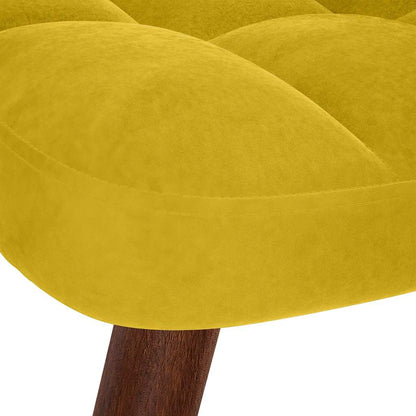 Sedia a dondolo con sgabello in velluto giallo