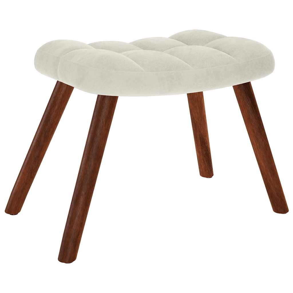 Sedia a dondolo con sgabello in velluto crema