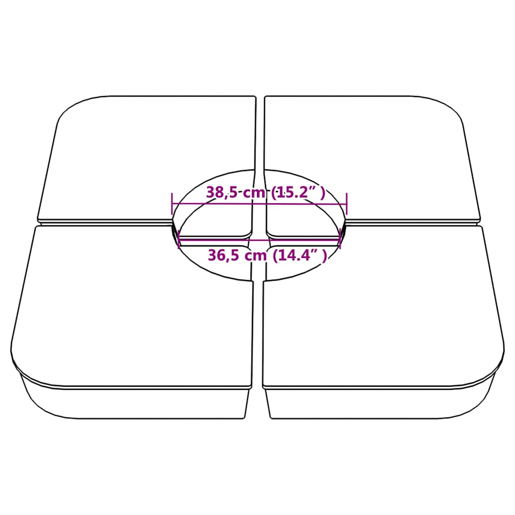 Set Base per Ombrellone 4 pz con Supporto a Croce 100 kg PP - homemem39