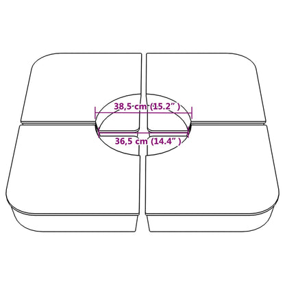 Set Base per Ombrellone 4 pz con Supporto a Croce 100 kg PP - homemem39