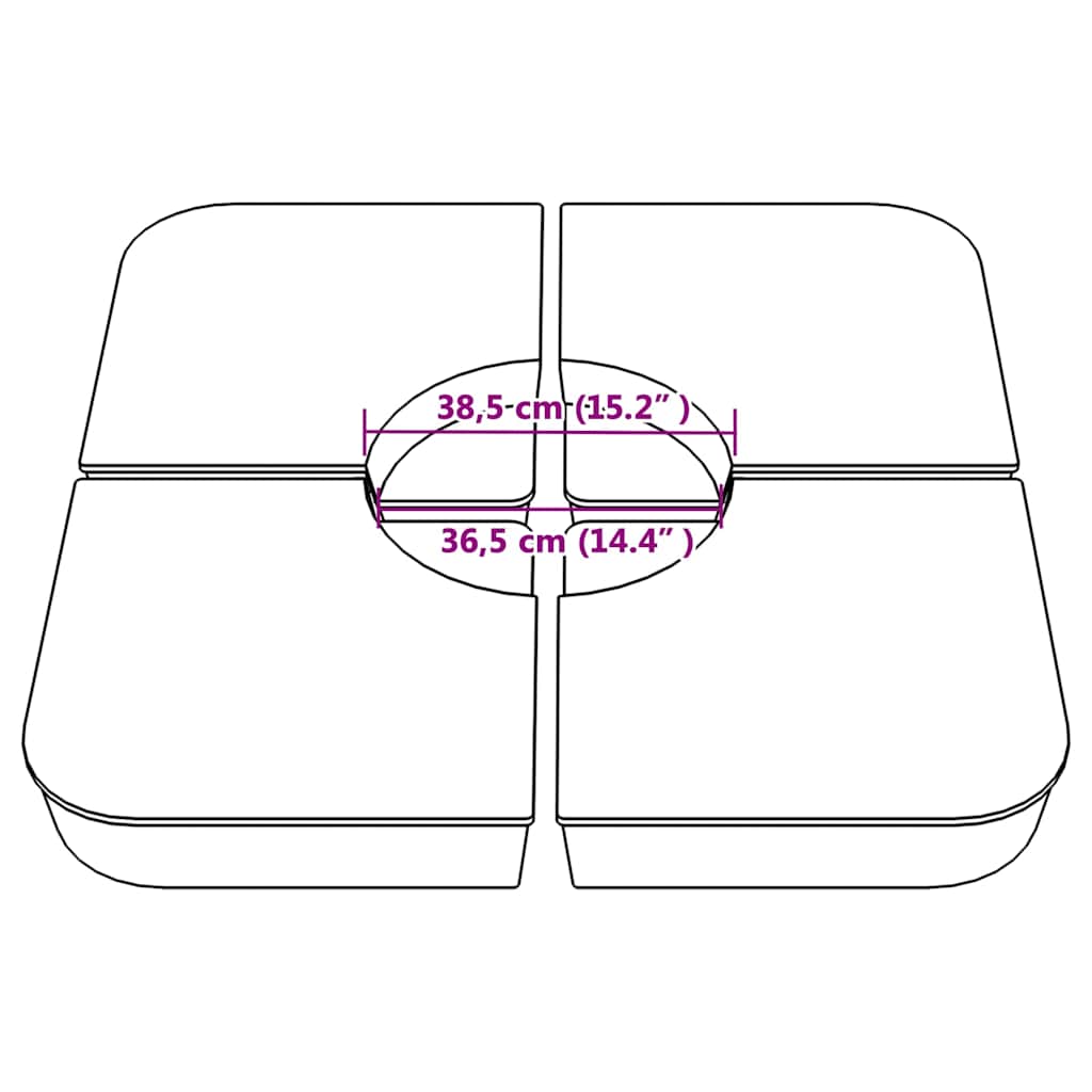 Set Base per Ombrellone 4 pz con Supporto a Croce 100 kg PP | homemem39