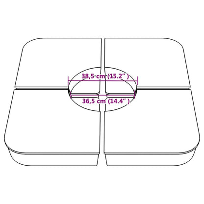 Set Base per Ombrellone 4 pz con Supporto a Croce 100 kg PP | homemem39