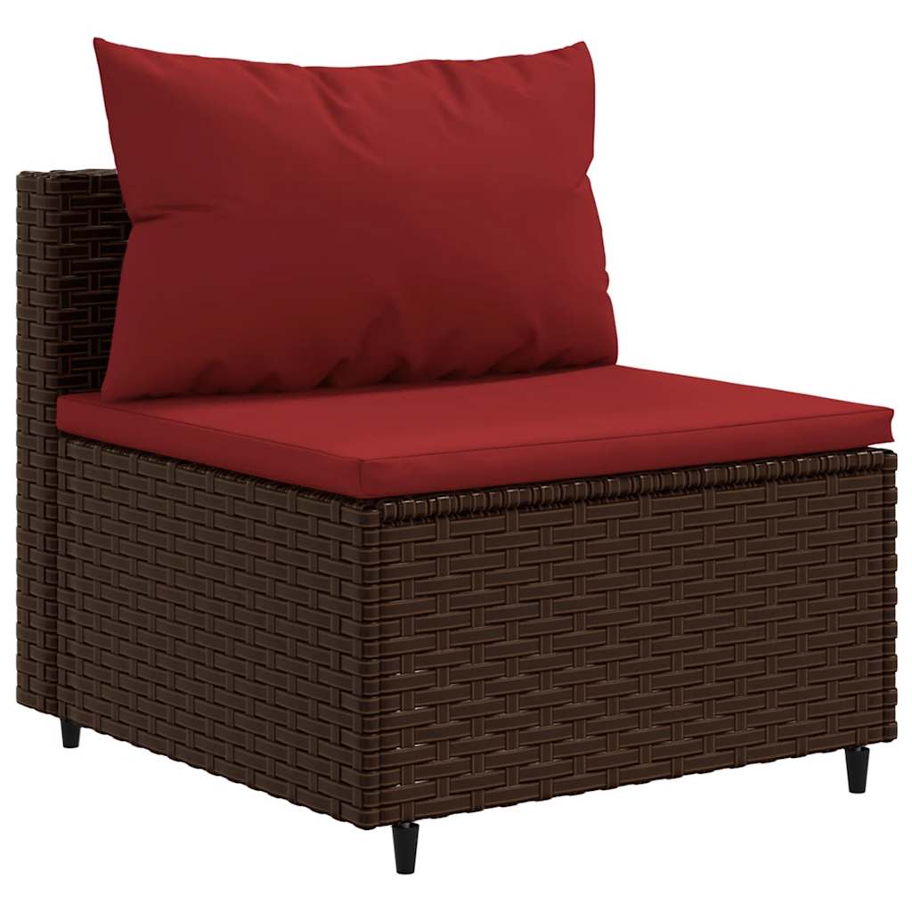 Set Divani da Giardino 5 pz con Cuscini Marrone in Polyrattan | homemem39