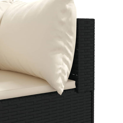 Set Mobili da Giardino 6 pz con Cuscini in Polyrattan Nero | homemem39