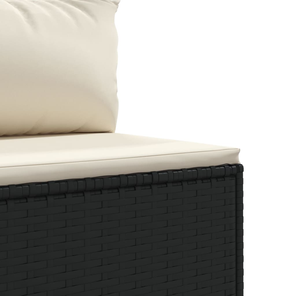 Set Mobili da Giardino 6 pz con Cuscini in Polyrattan Nero | homemem39