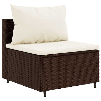 Set Mobili da Giardino 6pz con Cuscini in Polyrattan Marrone - homemem39