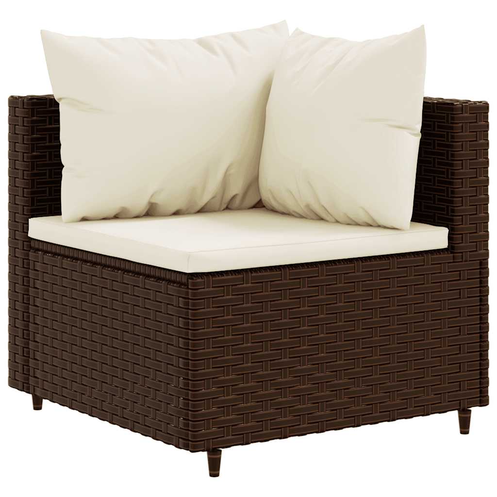 Set Mobili da Giardino 6pz con Cuscini in Polyrattan Marrone - homemem39