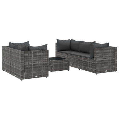 Set Divani da Giardino 6 pz con Cuscini in Polyrattan Grigio - homemem39